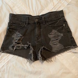 Express Jeans High Waisted Gray Denim Shorts